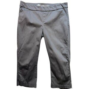 Lee Style Up Women's Cropped Pull On Pants Flat Front Stretch Size 16 M Gray
